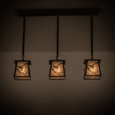 Meyda Custom 175752 Whispering Pines Timeless Bronze / Silver Mica Multi Hanging Pendant Lighting