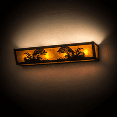 Meyda Custom 175897 Leaping Trout Rustic Timeless Bronze / Amber Mica Bathroom Sconce