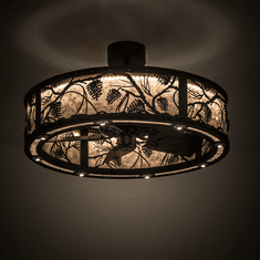 Meyda Custom 176825 Whispering Pines Country Oil Rubbed Bronze / Silver Mica LED Chandel-Air Ceiling Fan