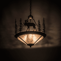 Meyda Custom 177721 Wandering Moose Country Oil Rubbed Bronze / Silver Mica Drop Lighting