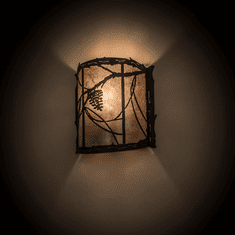 Meyda Custom 177793 Whispering Pines Rustic Timeless Bronze / Silver Mica Wall Light Fixture