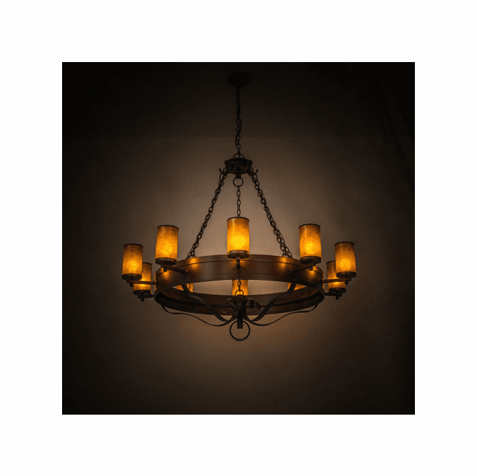 Meyda Custom 178113 Parnella China Mahogany Bronze Amber Mica Lighting Chandelier
