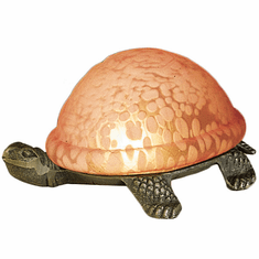 Meyda Lighting 18005 Turtle Art Glass Rustic Pink Accent Lamp