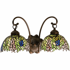 Meyda Lighting 18697 Honey Locust 2 Light Tiffany Bath Lighting Fixture