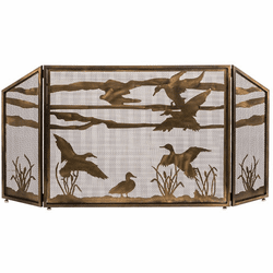Meyda Custom 187785 Ducks in Flight Rustic Antique Copper Fireplace Screen
