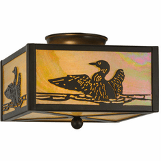 Meyda Custom 18793 Loon Rustic Timeless Bronze / Bai Flush Mount Lighting