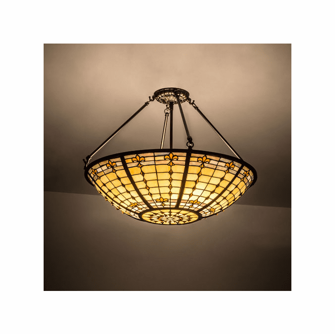 Meyda Custom 187967 Fleur-de-Lite Tiffany Flush Ceiling Light Fixture