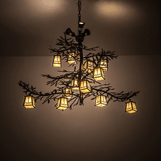 Meyda Custom 188463 Pine Branch Valley View Antique Copper Halogen Chandelier Light