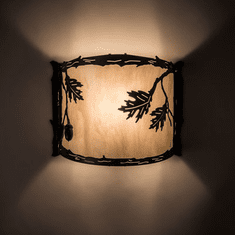 Meyda Custom 190069 Oak Leaf & Acorn Rustic Antique Copper Wall Light Fixture