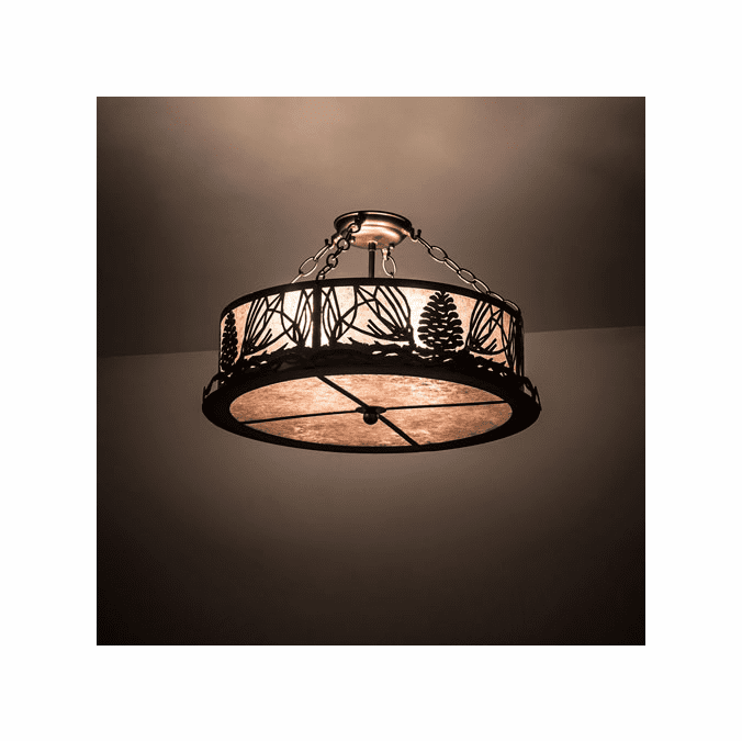Meyda Custom 191691 Mountain Pine Rustic Antique Copper Flush Mount Lighting