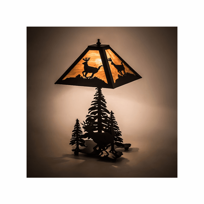Meyda Custom 196036 Lone Deer Country Earth Table Top Lamp