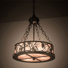 Meyda Custom 197917 Whispering Pines Country Bronze Drum Pendant Light Fixture