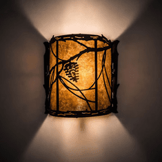 Meyda Custom 200283 Whispering Pines Country Brushed Aluminum Wall Light Sconce