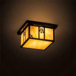 Meyda Custom 201308 Hyde Park Mission Craftsman Brown Interior / Exterior Flush Mount Lighting Fixture