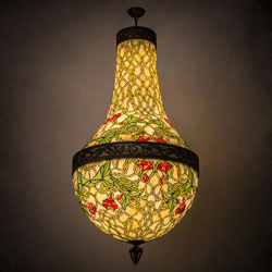 Meyda Custom 20998 Grand Morning Glory Tiffany Antique Copper;Verdigris Pendant Lamp