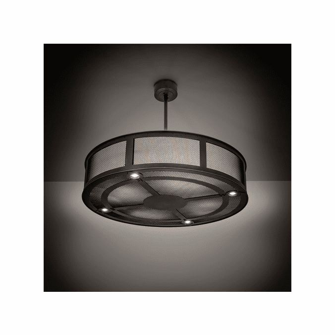 Meyda Custom 212779 Telluride Magic Modern Natural Iron And Solar Black LED Drum Hanging Pendant Lighting