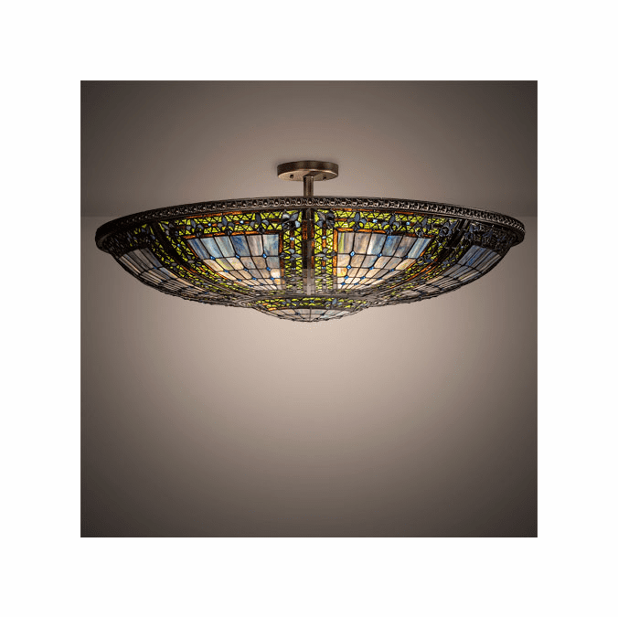 Meyda Custom 213351 Fleur-de-lis Tiffany Mahogany Bronze Flush Mount Light Fixture