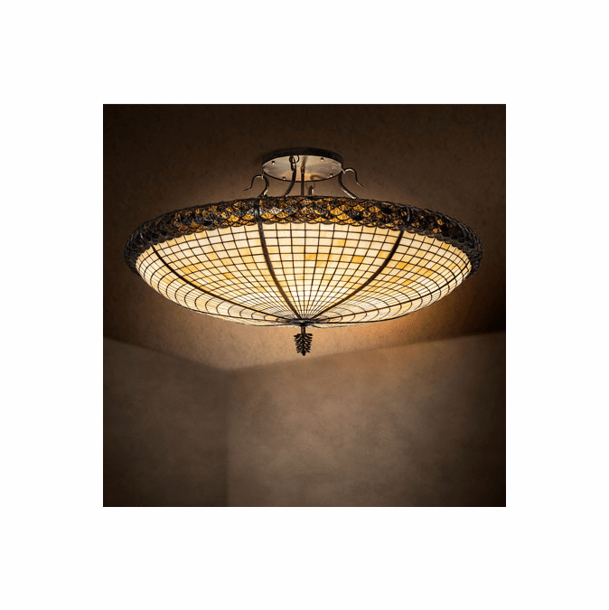 Meyda Custom 228742 Pinecone Tiffany Antique Copper Ceiling Lighting