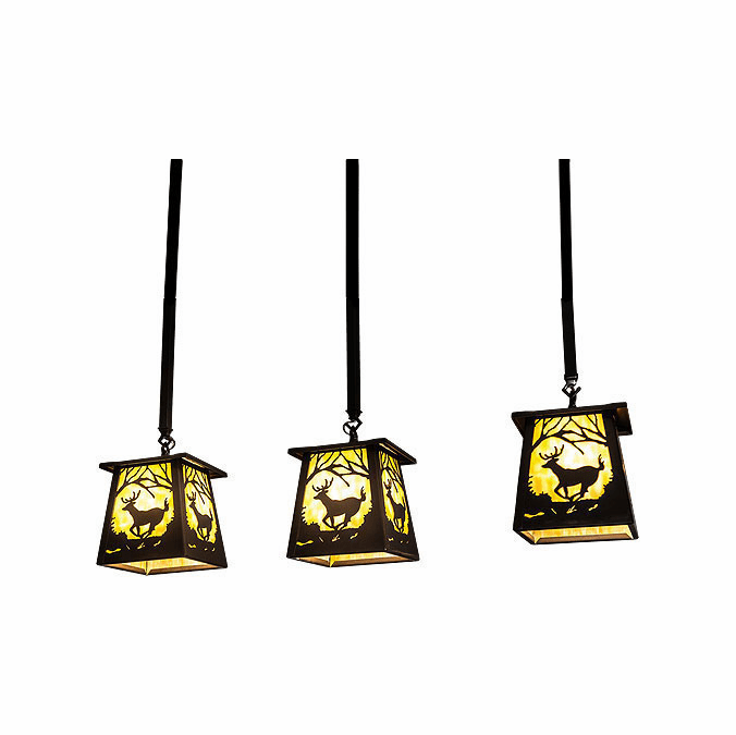 Meyda Custom 231963 Deer at Dawn Bronze Multi Ceiling Pendant Light