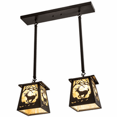 Meyda Custom 231964 Deer at Dawn Bronze Multi Drop Ceiling Light Fixture