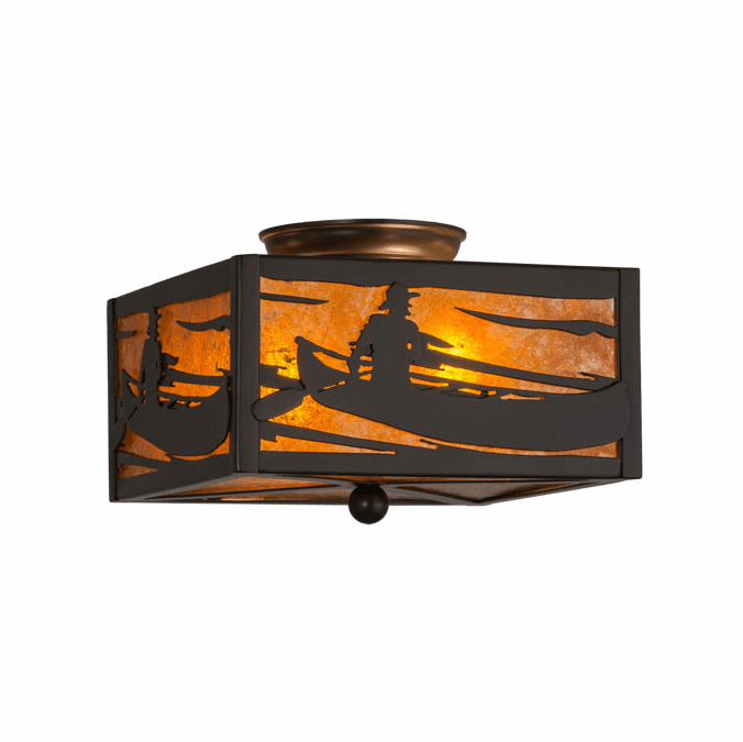 Meyda Custom 23991 Canoe At Lake Timeless Bronze/Amber Mica Ceiling Light Fixture