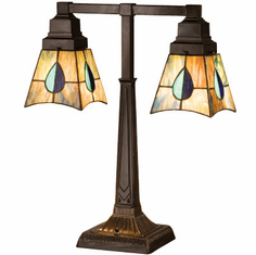 Meyda Lighting 24284 Mackintosh Leaf 2 Light Tiffany Desk Lighting Fixture