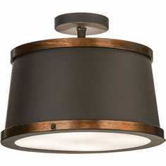 Meyda Custom 246740 Cilindro Black And Brass Flush Ceiling Light Fixture