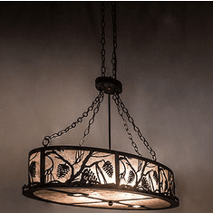 Meyda Custom 247419 Winter Pine Rustic Antique Copper and Burnished Copper Kitchen Island Light