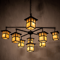 Meyda Custom 247801 Hyde Park Craftsman Brown Chandelier Light