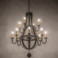 Meyda Custom 247815 Barrel Stave Modern Wrought Iron Chandelier Light