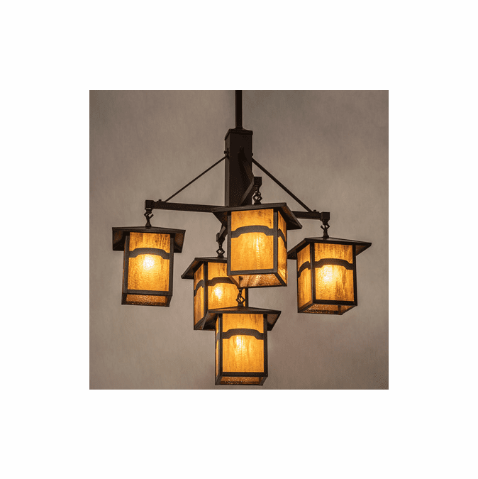 Meyda Custom 248516 Seneca Contemporary Craftsman Brown Ceiling Chandelier
