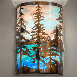 Meyda Custom 250945 Tall Pines Country Transparent Copper and Burnished Wall Lamp