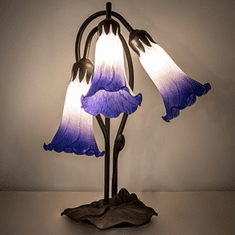 置物 mai Meyda Lighting 255820 Blue / White Pond Lily Modern Mahogany