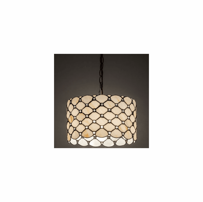 Meyda Custom 251911 Giacomo Tiffany Mahogany Bronze and Crystal Drum Hanging Light