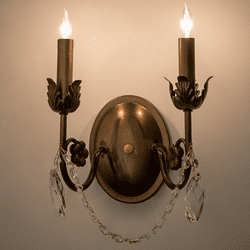 Meyda Custom 252340 Antonia Crystal Antique Copper and Crystal Wall Lighting Fixture