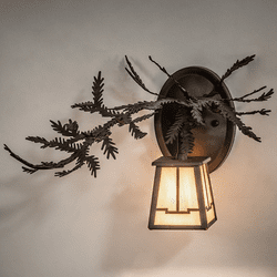 Meyda Custom 253651 Pine Branch Rustic Oil Rubbed Bronze Wall Lighting Sconce