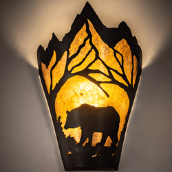 Meyda Custom 254761 Bear at Dawn Country Black Wall Sconce
