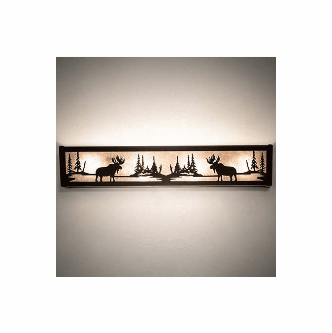 Meyda Custom 254832 Moose at Lake Country Black 4-Light Bathroom Sconce Lighting