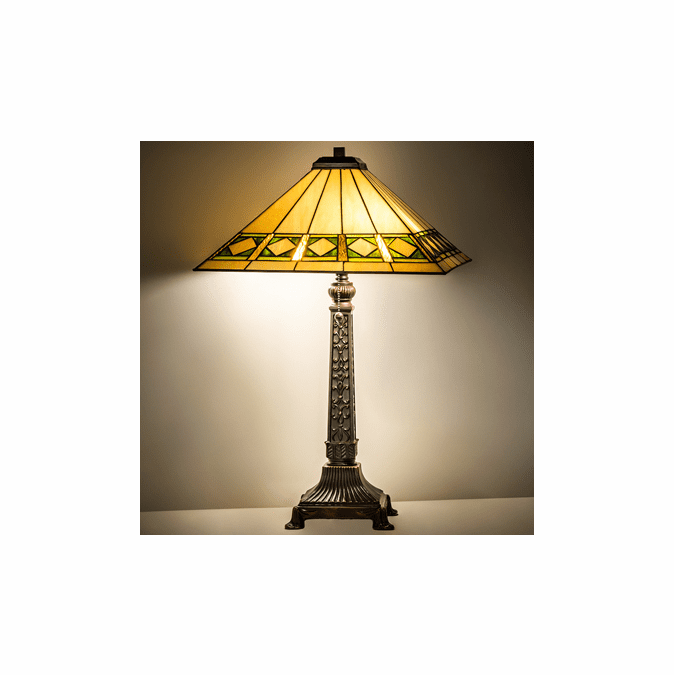 Meyda Lighting 255015 Diamond Band Mission Tiffany Mahogany Bronze Table Lighting