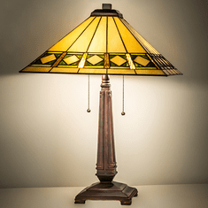 Meyda Lighting 255027 Diamond Band Mission Tiffany Mahogany Bronze Table Lamp