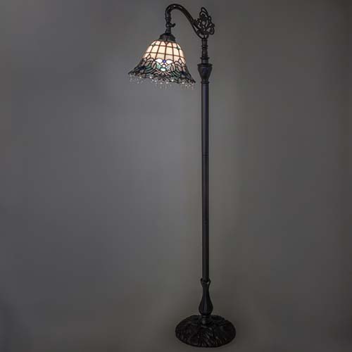 Meyda Custom 255705 Angelica Tiffany Mahogany Bronze;Crystal Floor Lamp Lighting MEY255705