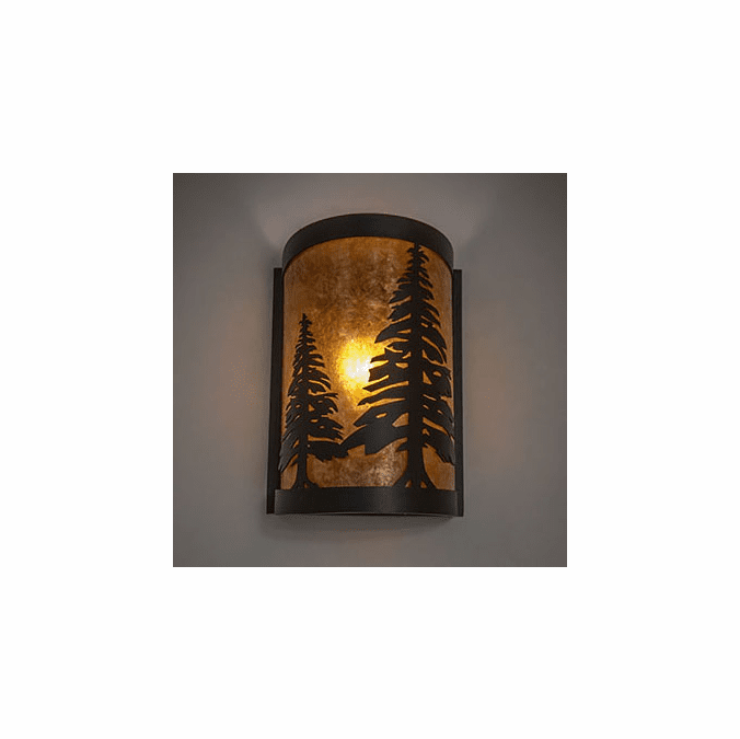 Meyda Custom 270073 Tall Pines Textured Black Lamp Sconce