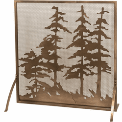 Meyda Custom 27047 Tall Pines Rustic Antique Copper Fireplace Screen