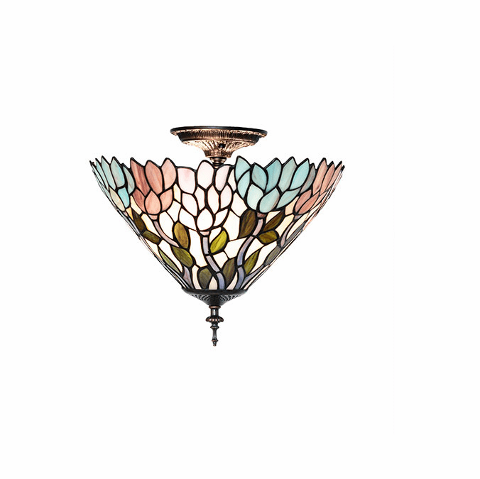 Meyda Lighting 270498 Wisteria Tiffany Flush Mount Ceiling Light Fixture