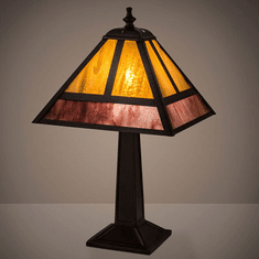 Meyda Custom 27123 T Mission Tiffany Craftsman Brown;Mahogany Bronze Lighting Table Lamp