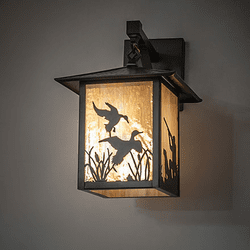 Meyda Custom 273845 Duck Hunter With Dog Black Patina Outdoor Wall Lighting Fixture