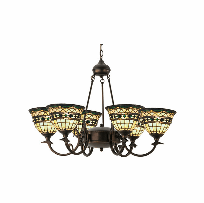 Meyda Custom 27402 Tiffany Roman Tiffany Beige Green Chandelier Light