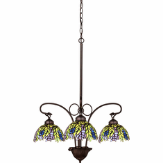 Meyda Lighting 27415 Tiffany Honey Locust Tiffany Mahogany Bronze Mini Ceiling Chandelier