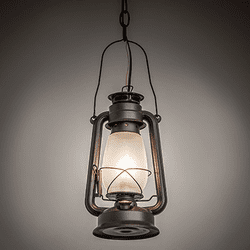 Meyda Custom 275780 Miners Lantern Traditional Distressed Rust Exterior Lighting Pendant