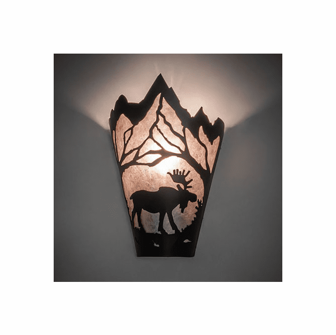 Meyda Custom 276375 Moose at Dawn Solar Black Sconce Lighting
